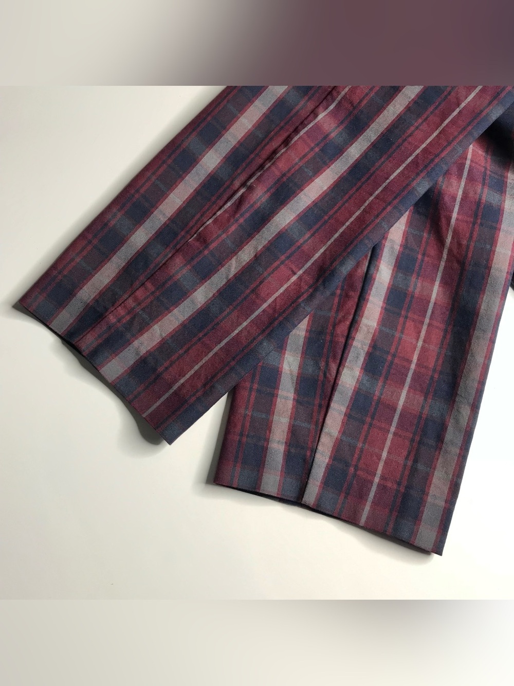 RAG & BONE Simone Burgundy Navy Grey Plaid High Rise Ankle Cropped Pants Size 4 - Picture 14 of 16